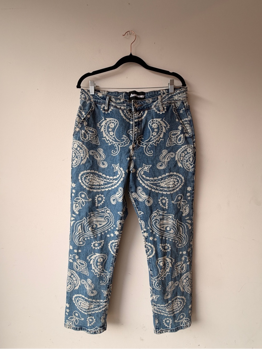 Havoc Jeans XL — All-Over Paisley Bandana Print Denim